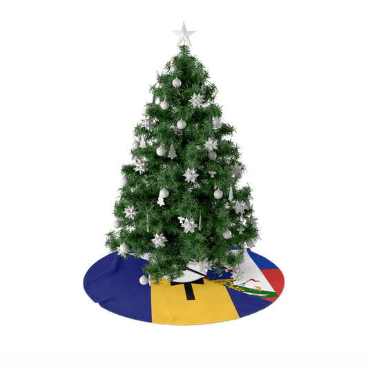 Haitian Bajan Flag Half Haiti Barbados Christmas Tree Skirt