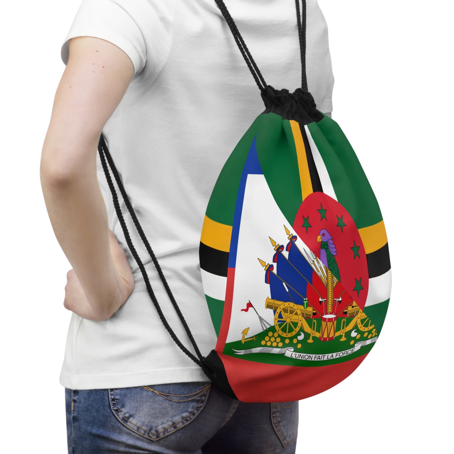 Dominica Haiti Flag Dominican Haitian Drawstring Bag