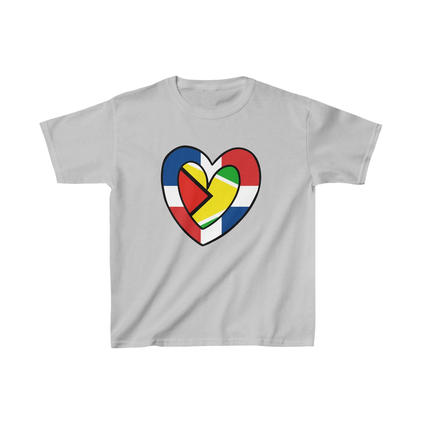 Kids Dominican Republic Guyana Flag Heart Guyanese T-Shirt | Unisex Tee Shirt