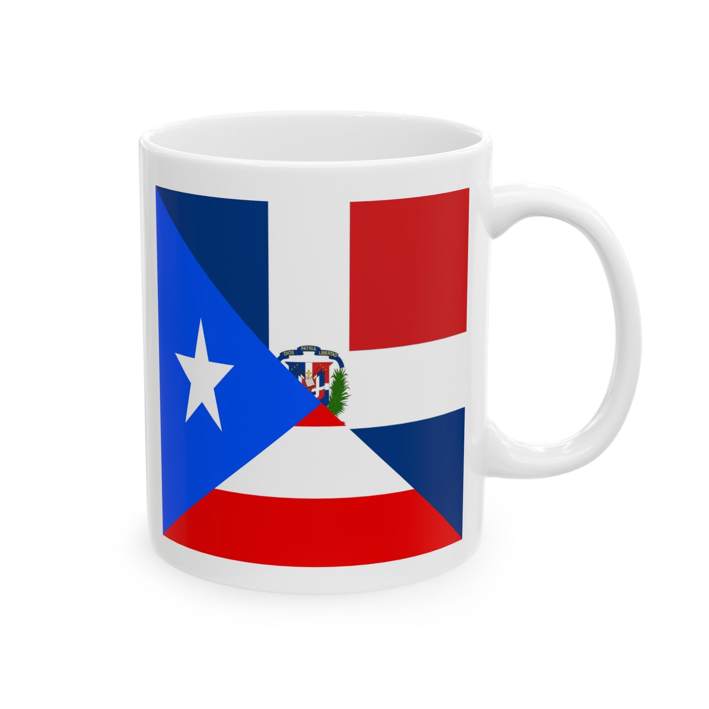 Puerto Rican Dominican Republic Flag Half PR DR Ceramic Mug 11oz, 15oz Cup