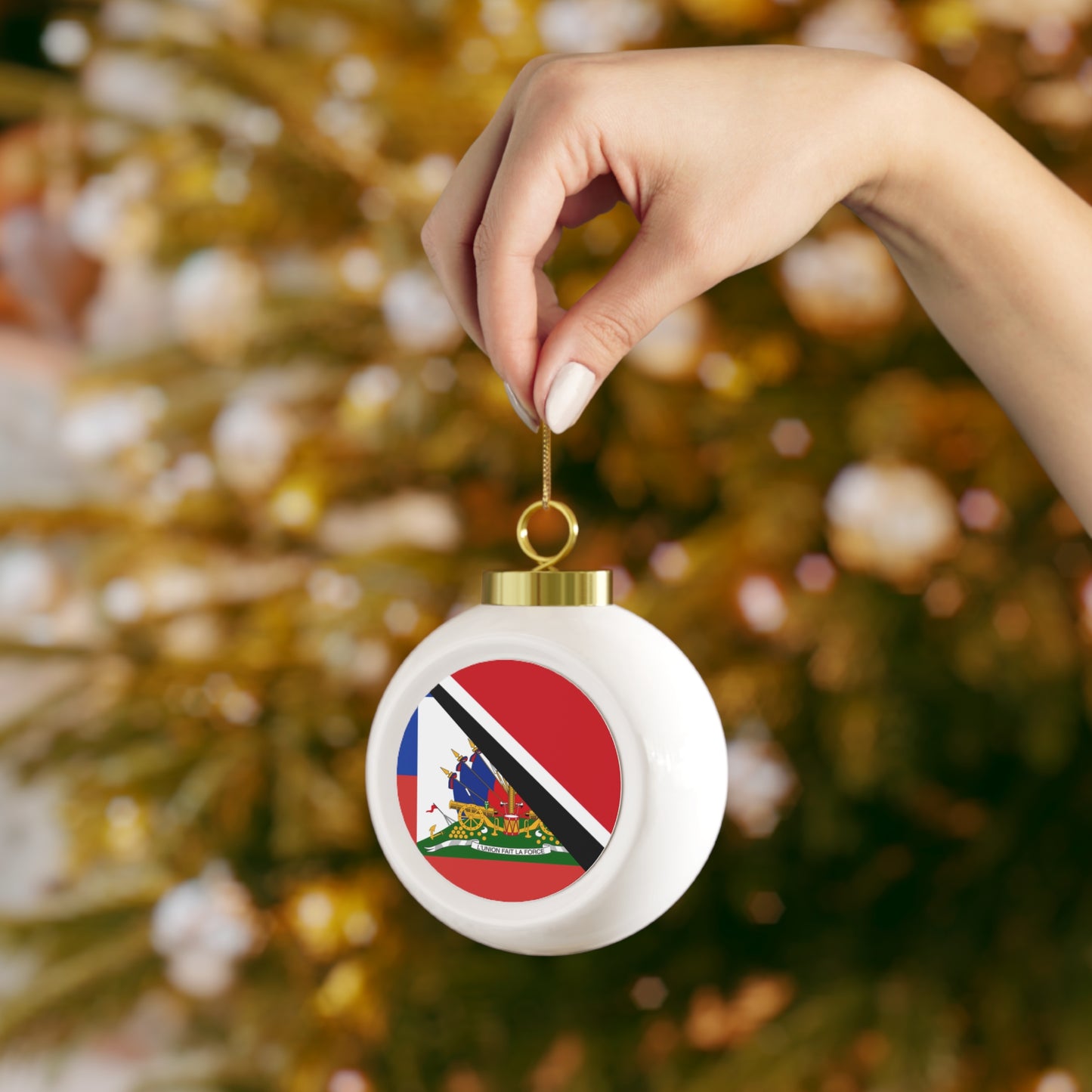 Haitian Trinidad and Tobago Flag Haitian Trini Christmas Tree Ball Ornament