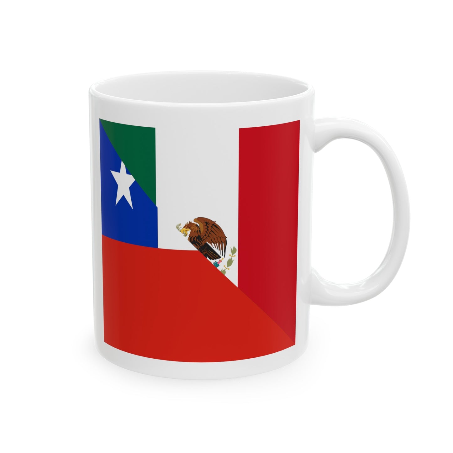 Mexican Texan Flag Half Mexico Texas Ceramic Mug 11oz, 15oz Cup