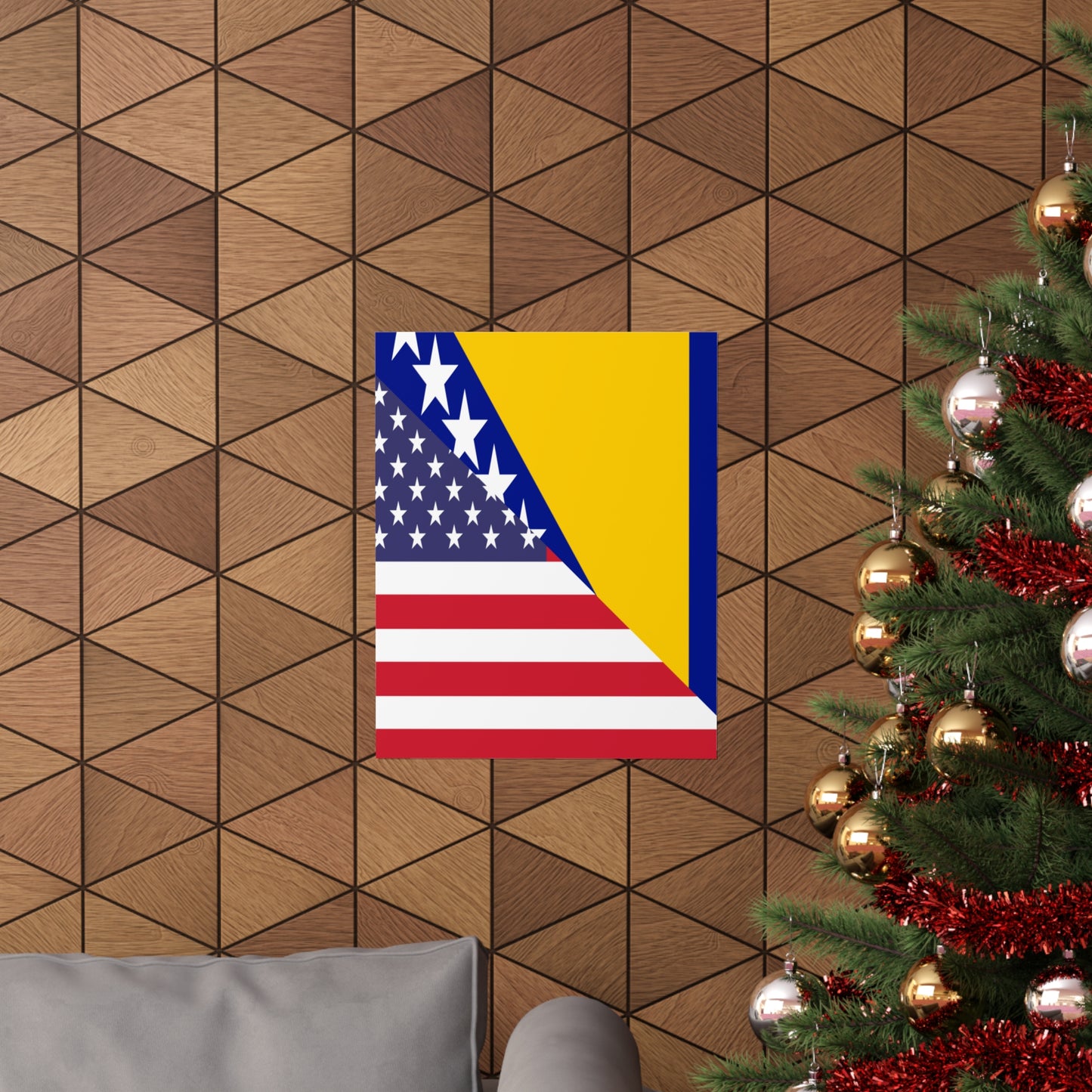 Bosnia Herzegovina American Flag Premium Matte Poster