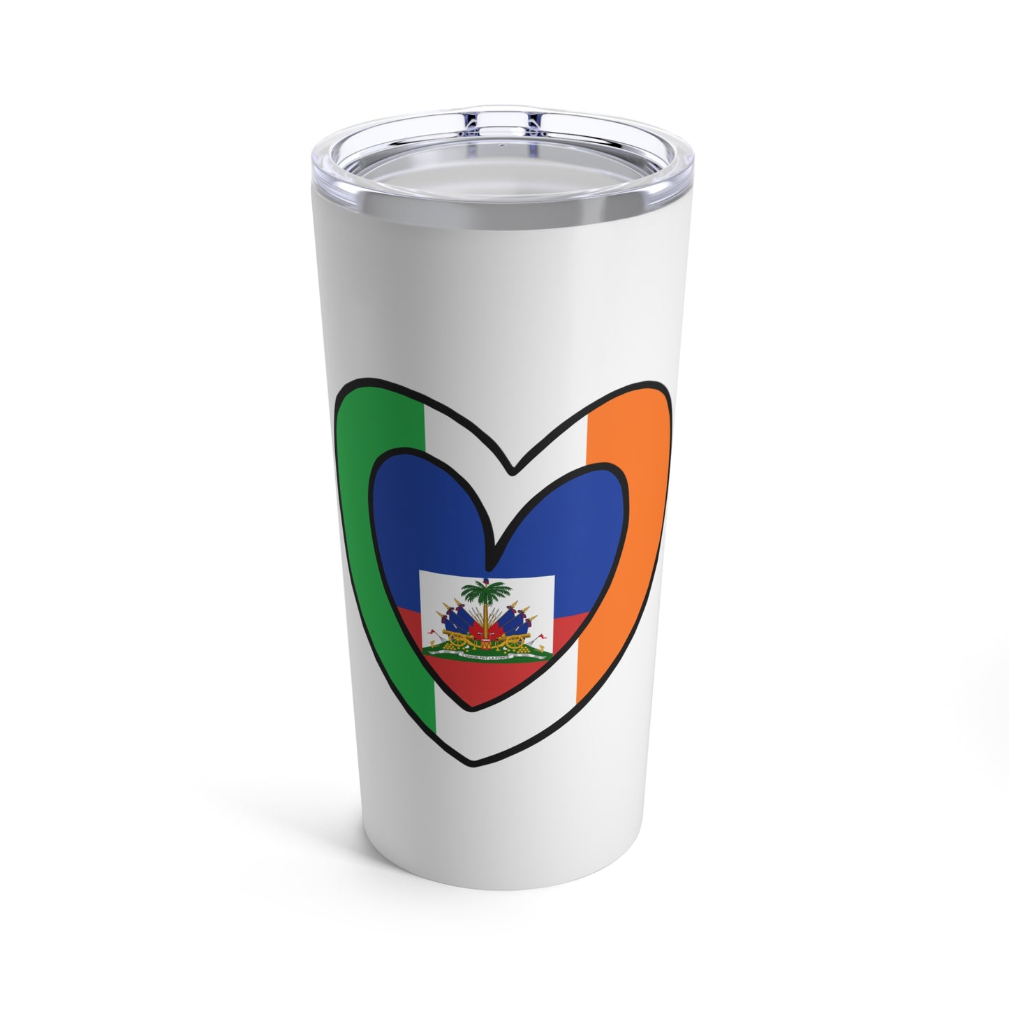 Haitian Irish Flag Heart Half Haiti Ireland Tumbler 20oz Beverage Container