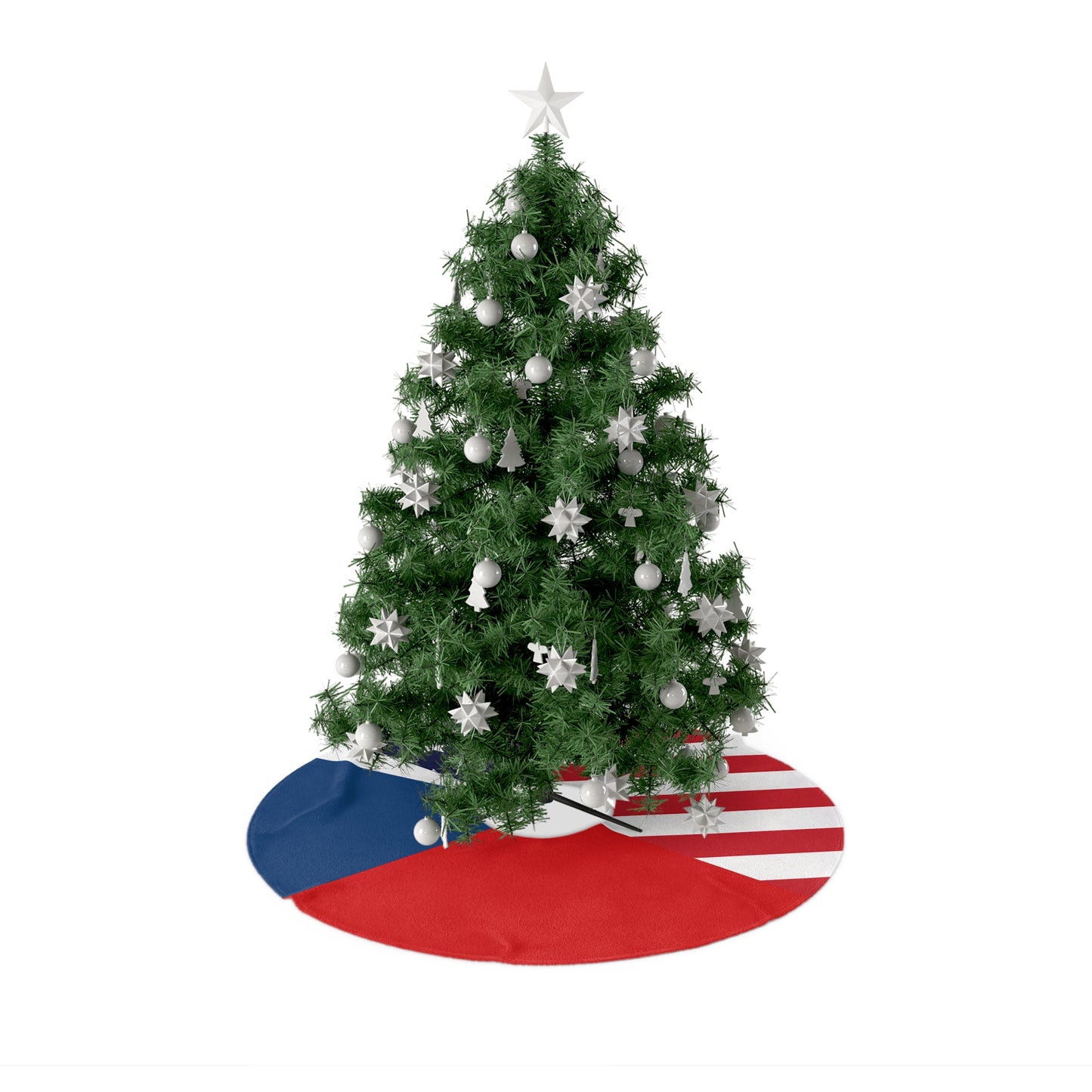 Czech Republic American Flag Czechia USA  Christmas Tree Skirt