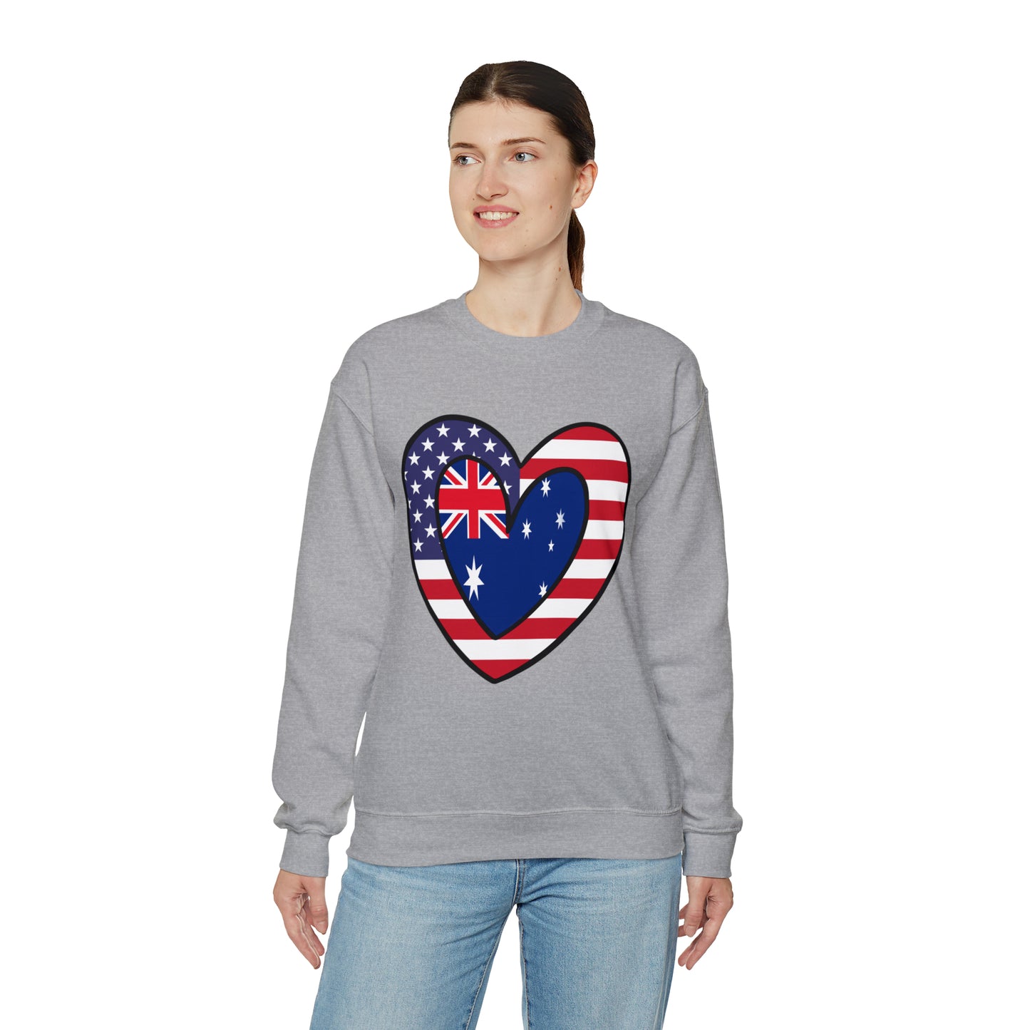 Australian American Heart Valentines Day Gift Half Australia USA Flag Unisex Sweatshirt