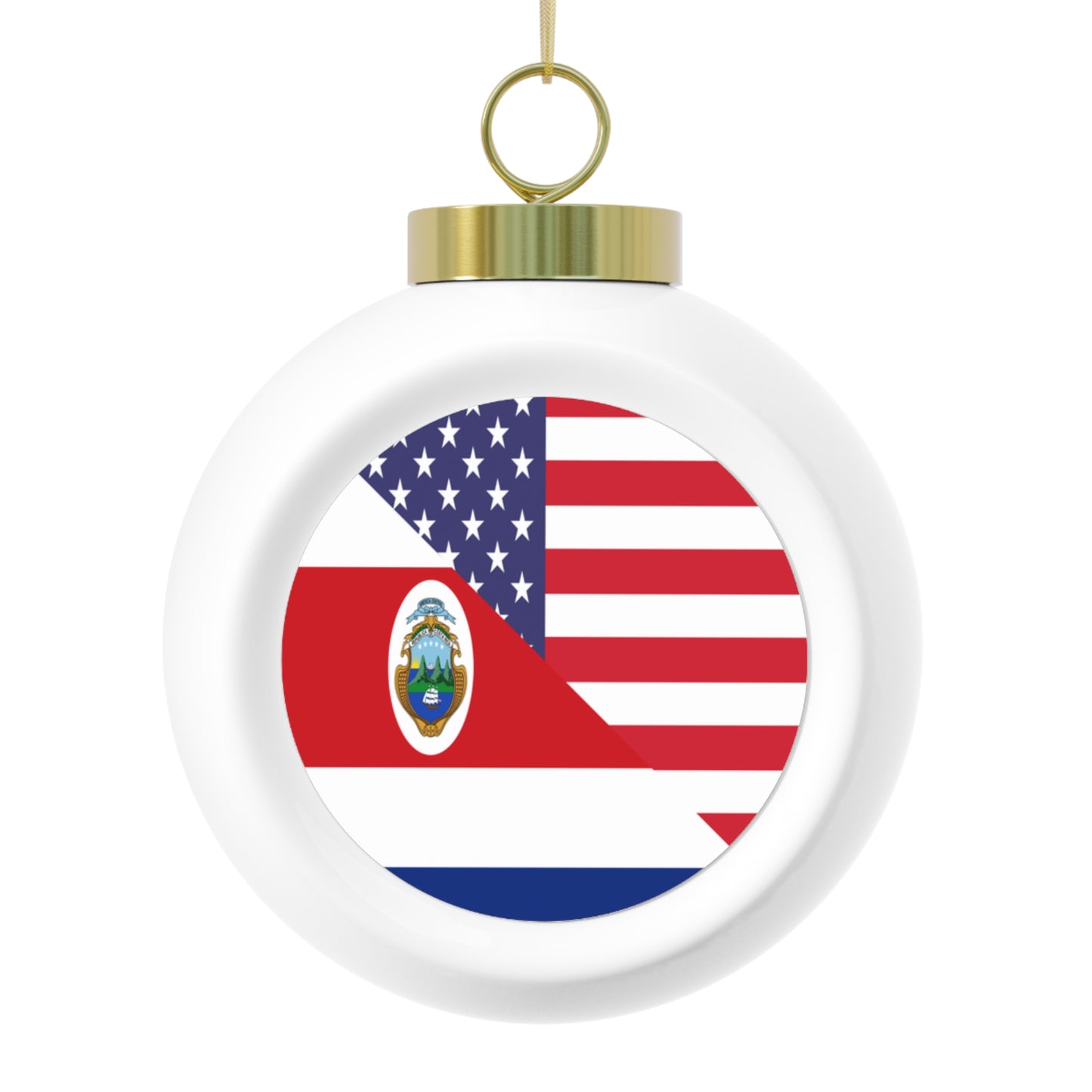 Costa Rican American Flag USA Christmas Tree Ball Ornament