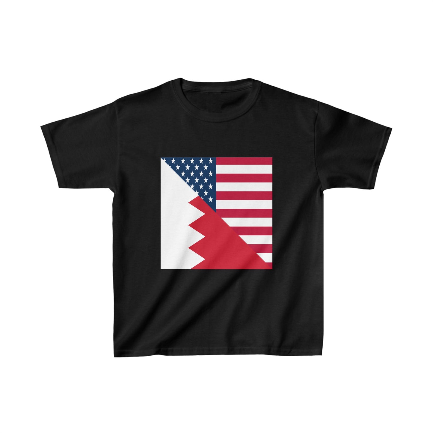 Kids Bahrain American Flag Half Bahraini USA T-Shirt | Unisex Tee Shirt