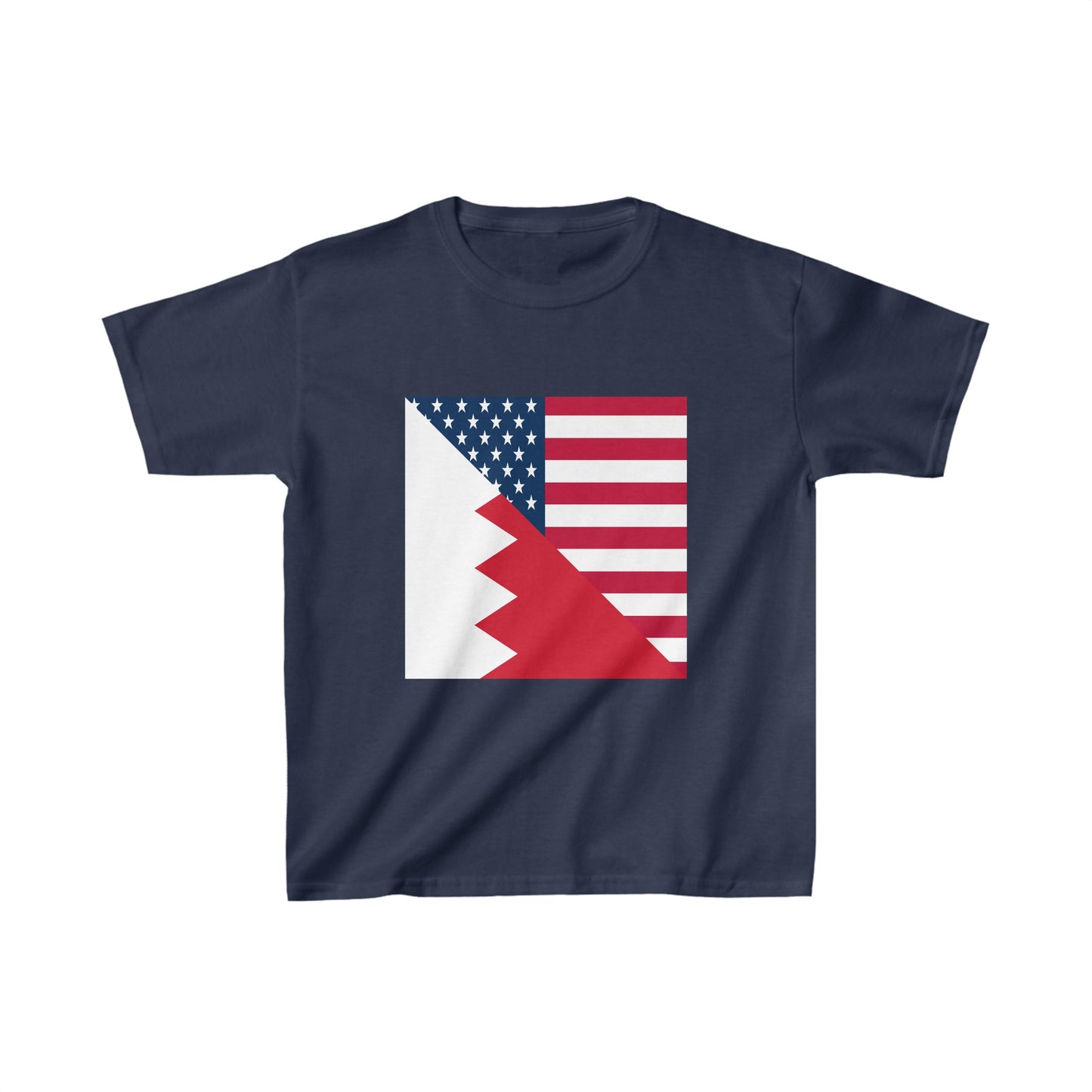 Kids Bahrain American Flag Half Bahraini USA T-Shirt | Unisex Tee Shirt