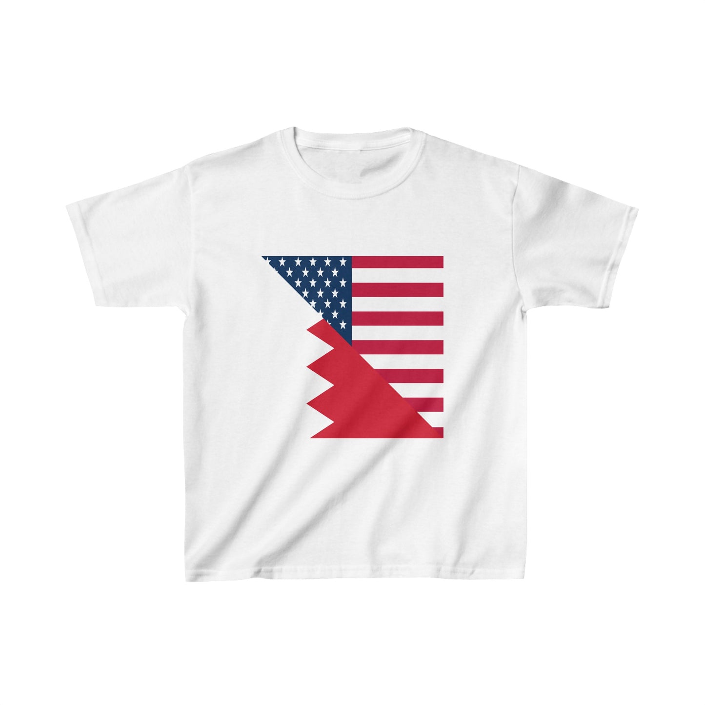 Kids Bahrain American Flag Half Bahraini USA T-Shirt | Unisex Tee Shirt