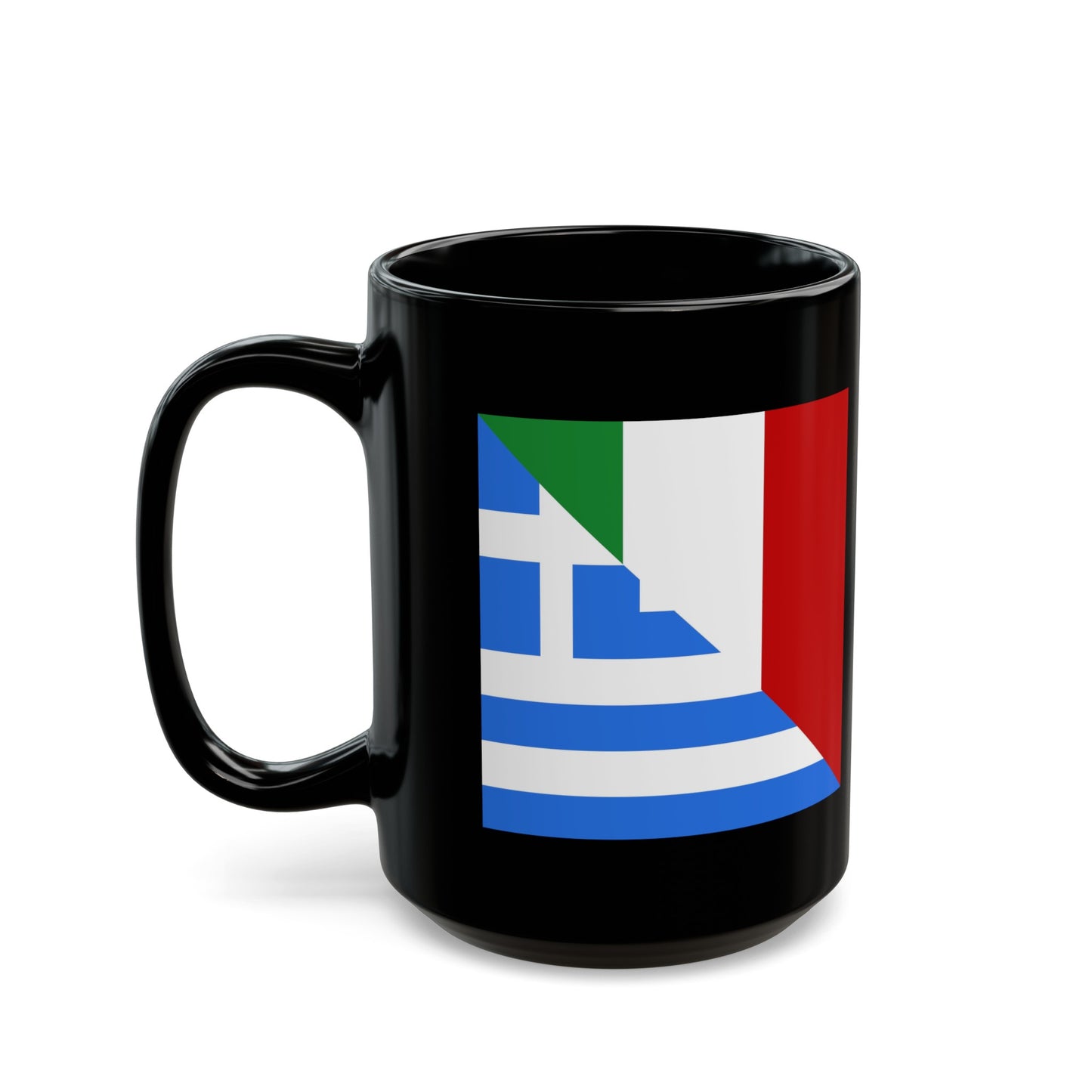 Greek Italian Flag Half Greece Italy Black Mug (11oz, 15oz)