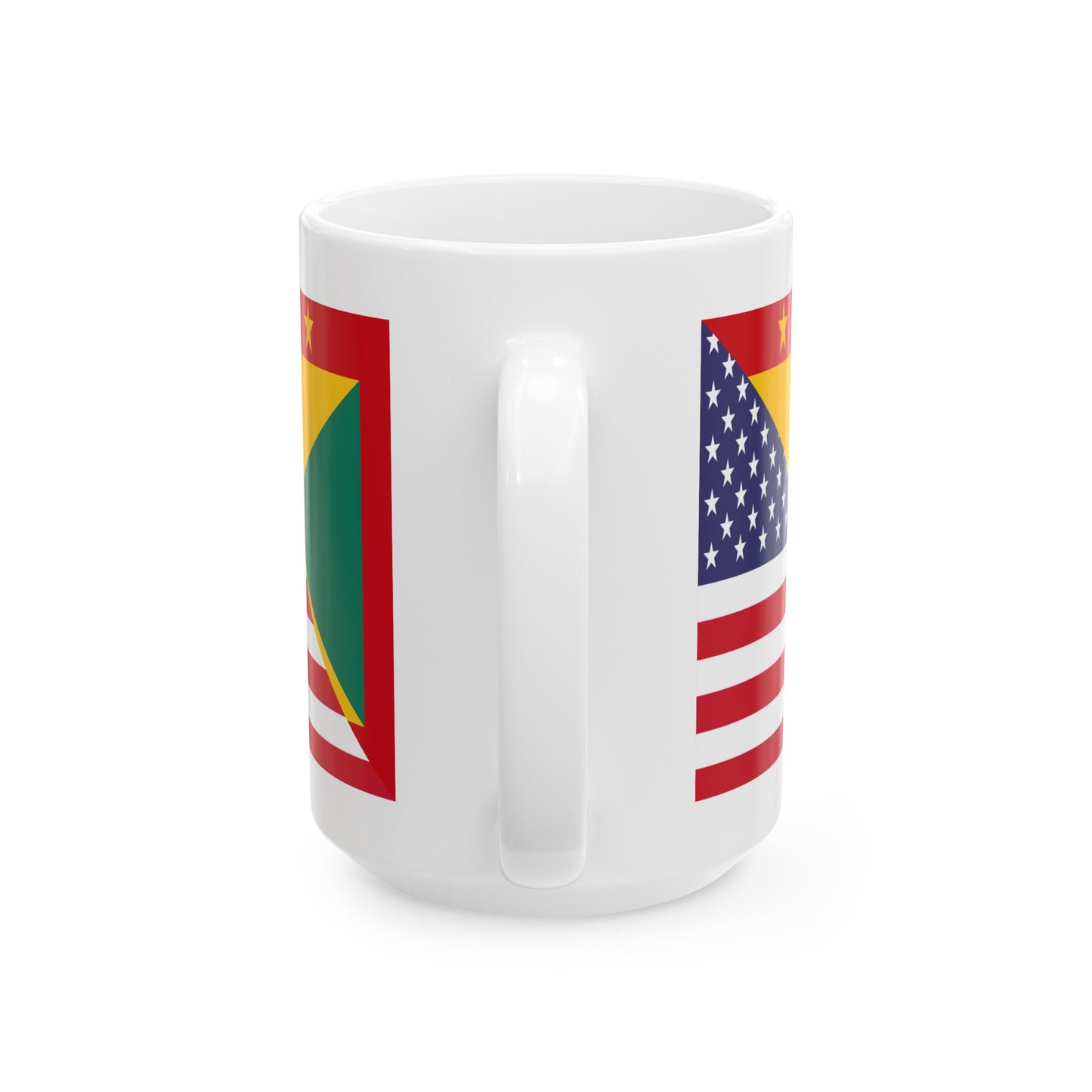 Grenadan American Flag Half Grenada USA Ceramic Mug 11oz, 15oz Cup