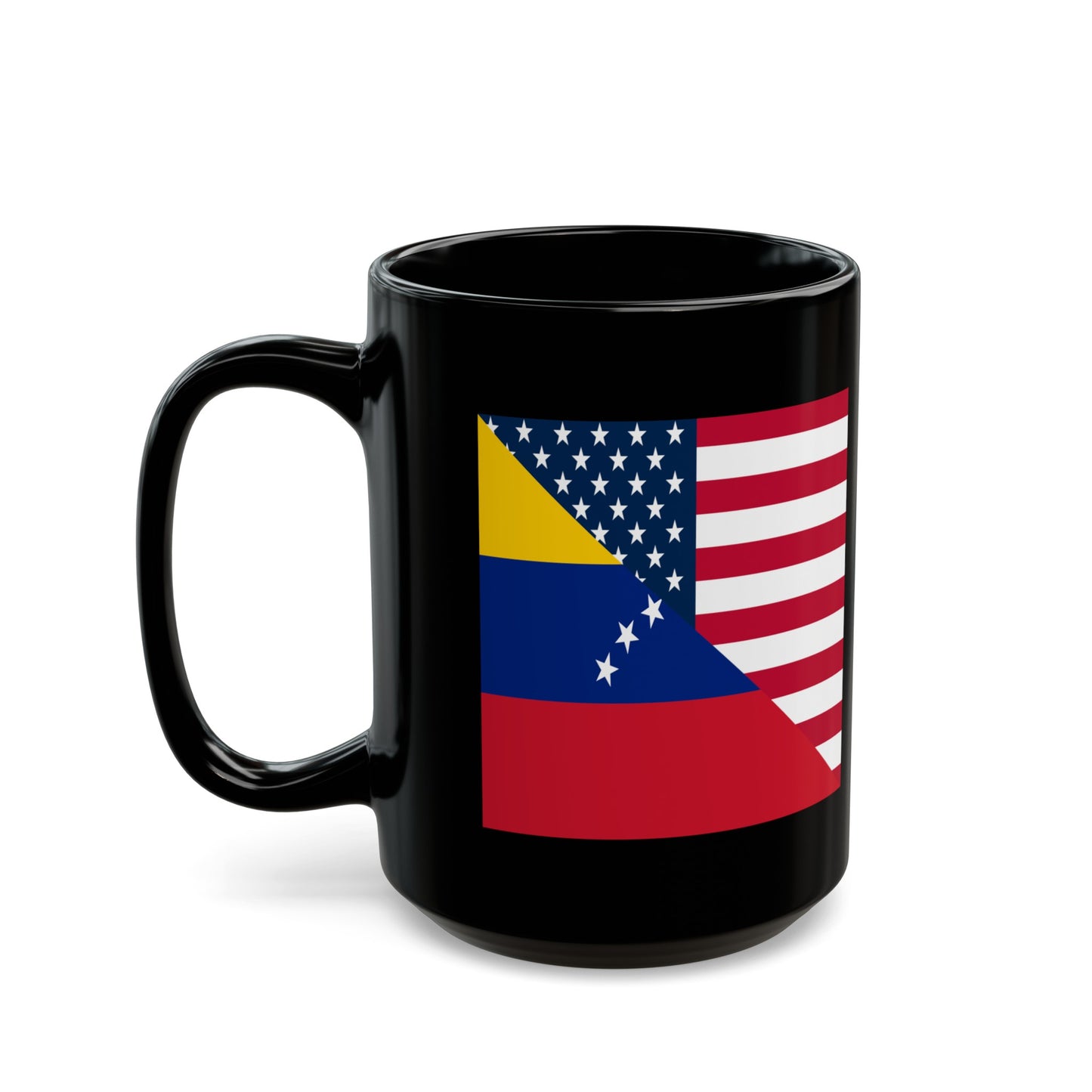 Venezuela American Flag Half Venezuelan USA Black Mug (11oz, 15oz)