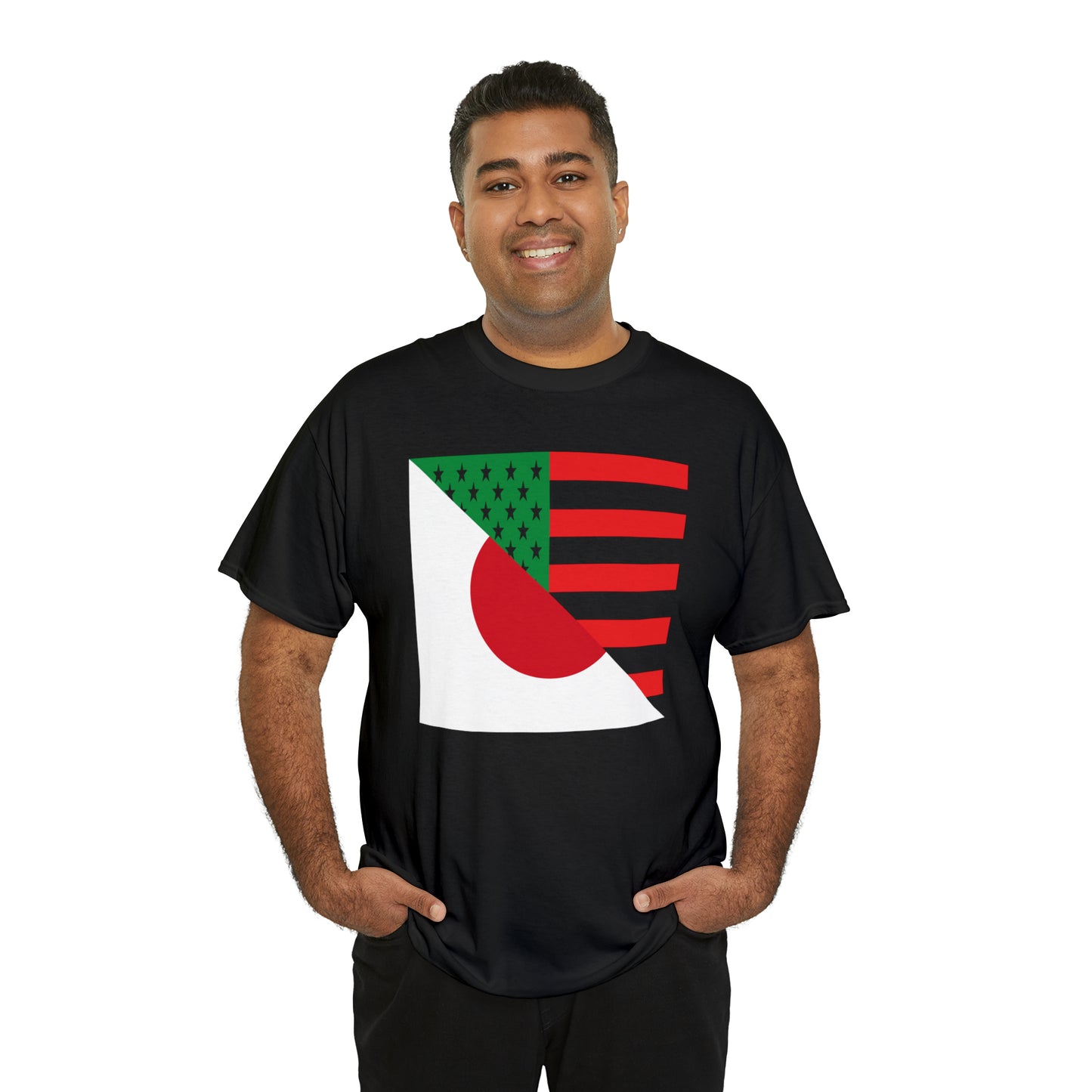 Black Japanese Flag Half African American Japan T-Shirt | Unisex Tee Shirt