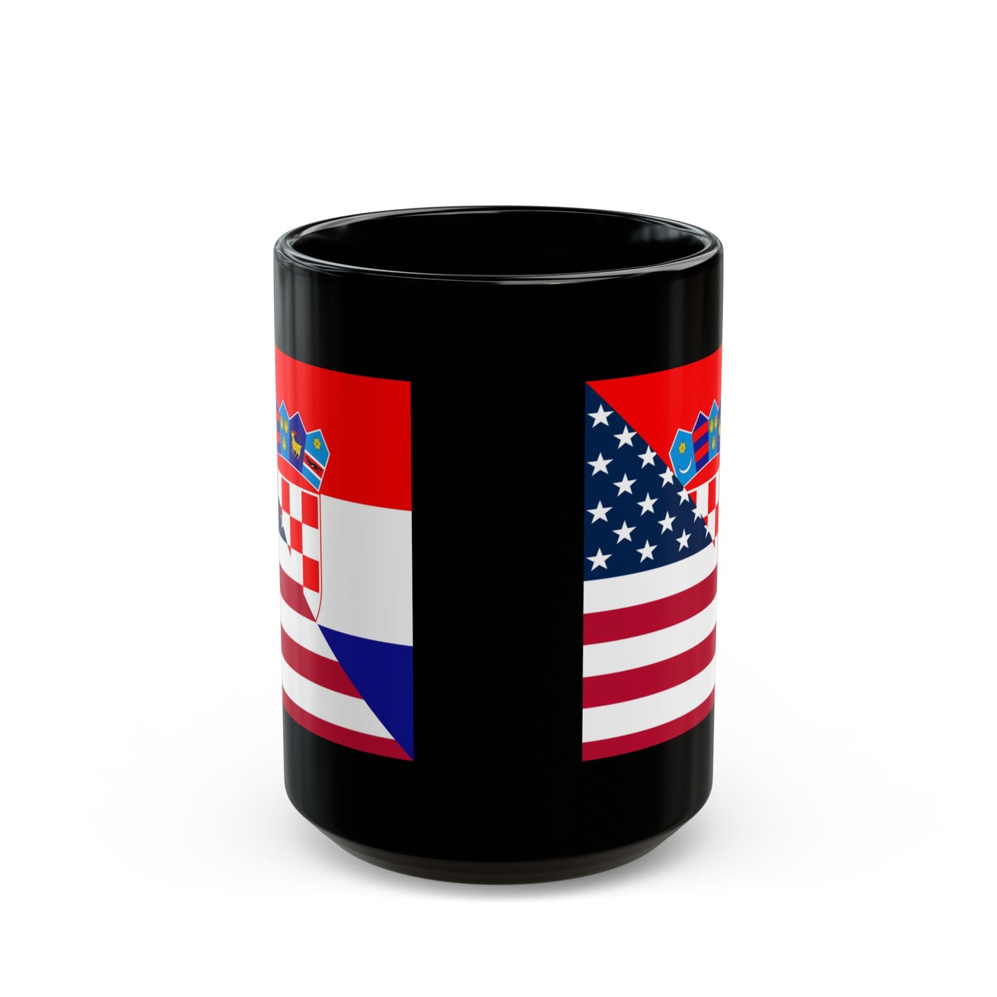 Croatian American Flag Croatia USA Black Mug (11oz, 15oz)