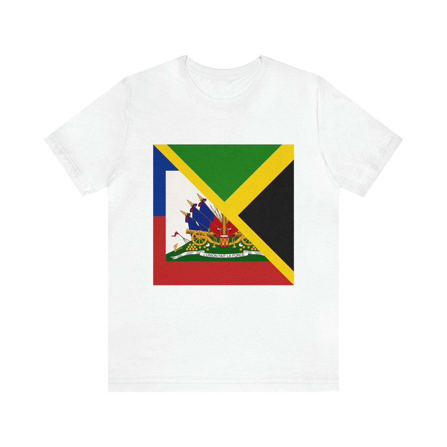 Half Haitian Jamaican Flag Tee | Haiti Jamaica Men Women Shirt