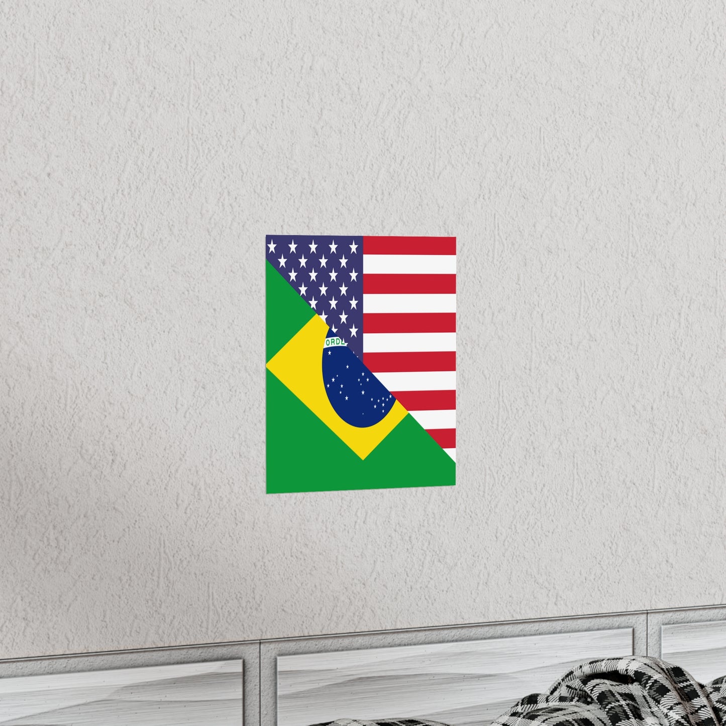 Brazilian American Flag Half Brazil USA Brasil Premium Matte Poster