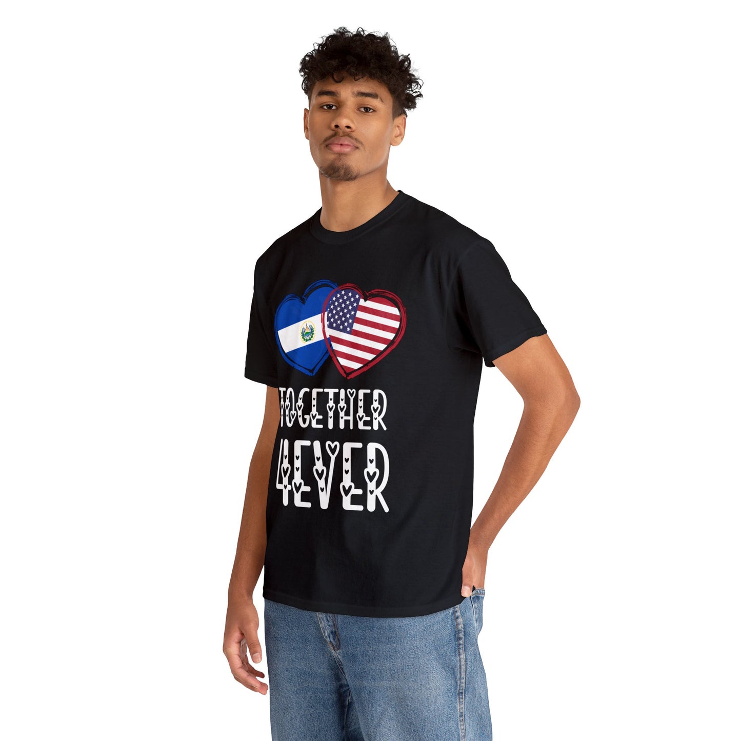 El Salvador Valentines Gift Flag Heart Salvadorian American Together 4ever T-Shirt | Unisex Tee Shirt