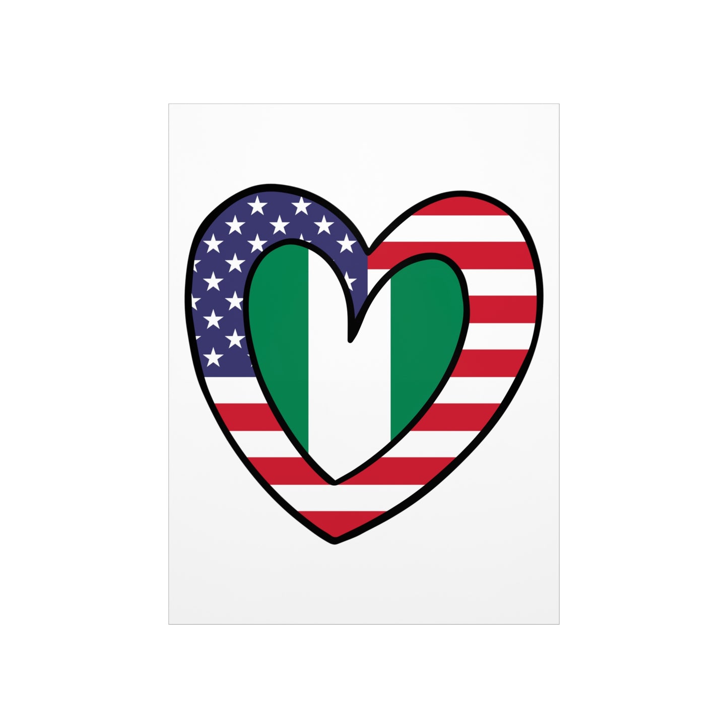 American Nigerian Flag Inner Heart USA Naija Nigeria Premium Matte Poster