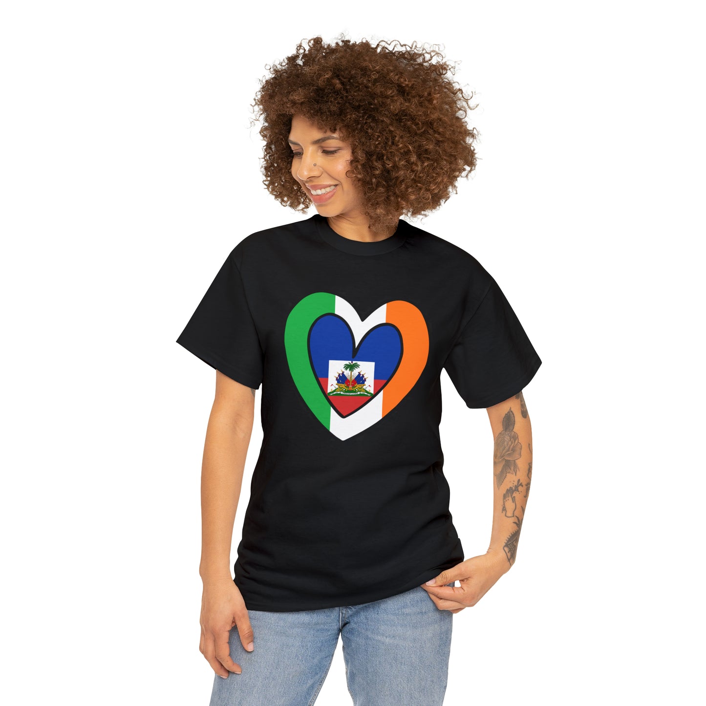 Haitian Irish Flag Heart Half Haiti Ireland T-Shirt | Unisex Tee Shirt