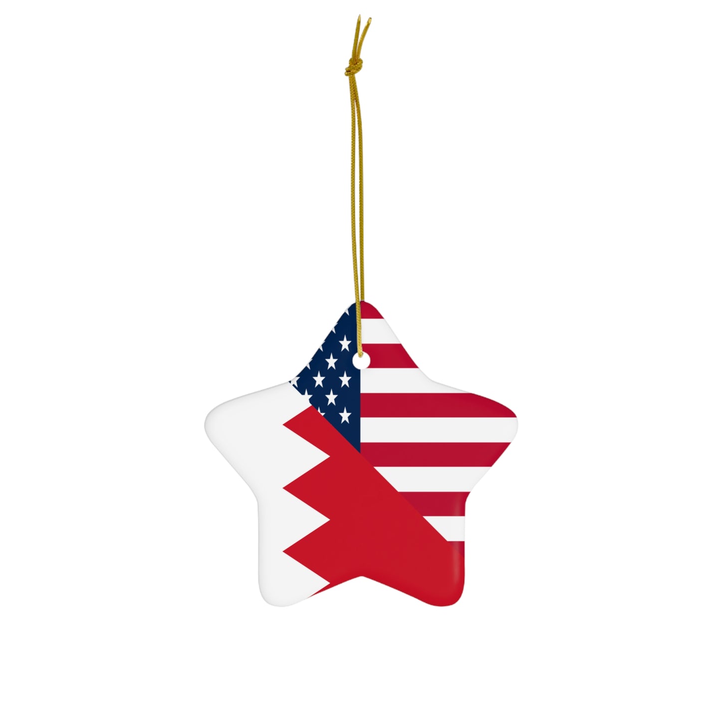 Bahrain American Flag Half Bahraini USA Ceramic Ornament | Christmas Tree Ornaments