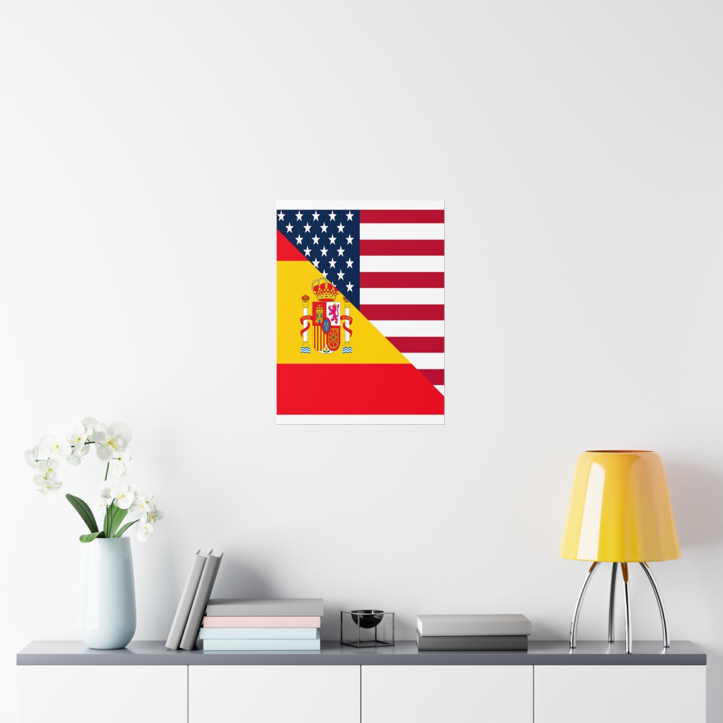 Spain American Flag Half Spanish USA Premium Matte Poster