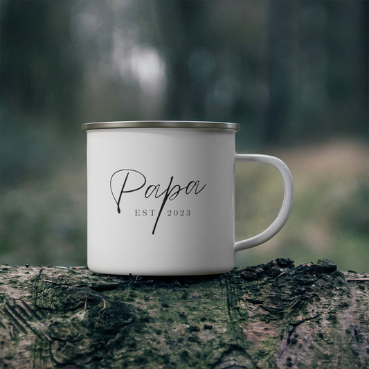 Papa Est 2023 Fathers Day Gift for Dad 12oz Enamel Mug