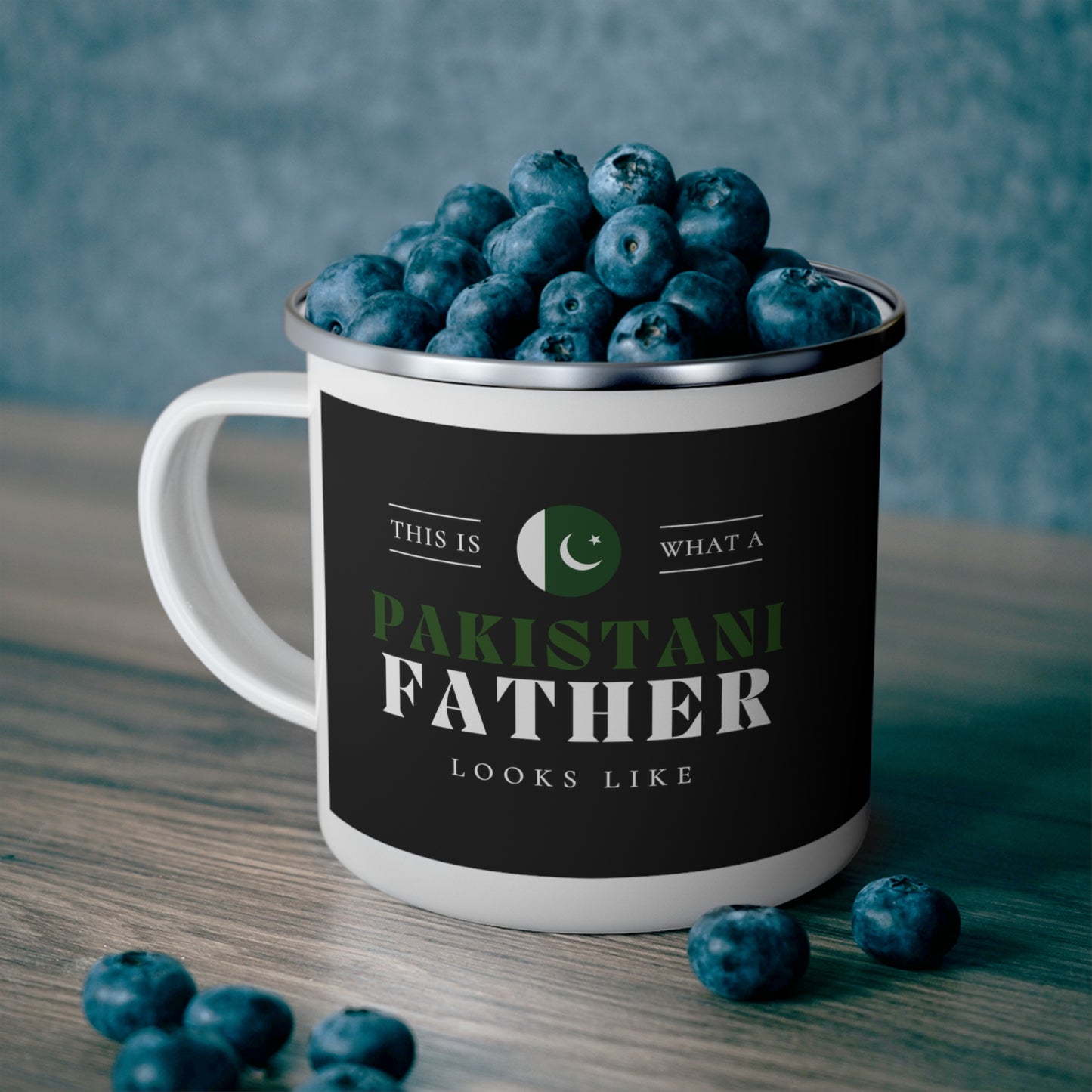 Pakistani Father Looks Like Pakistan Flag Fathers Day 12oz Enamel Mug