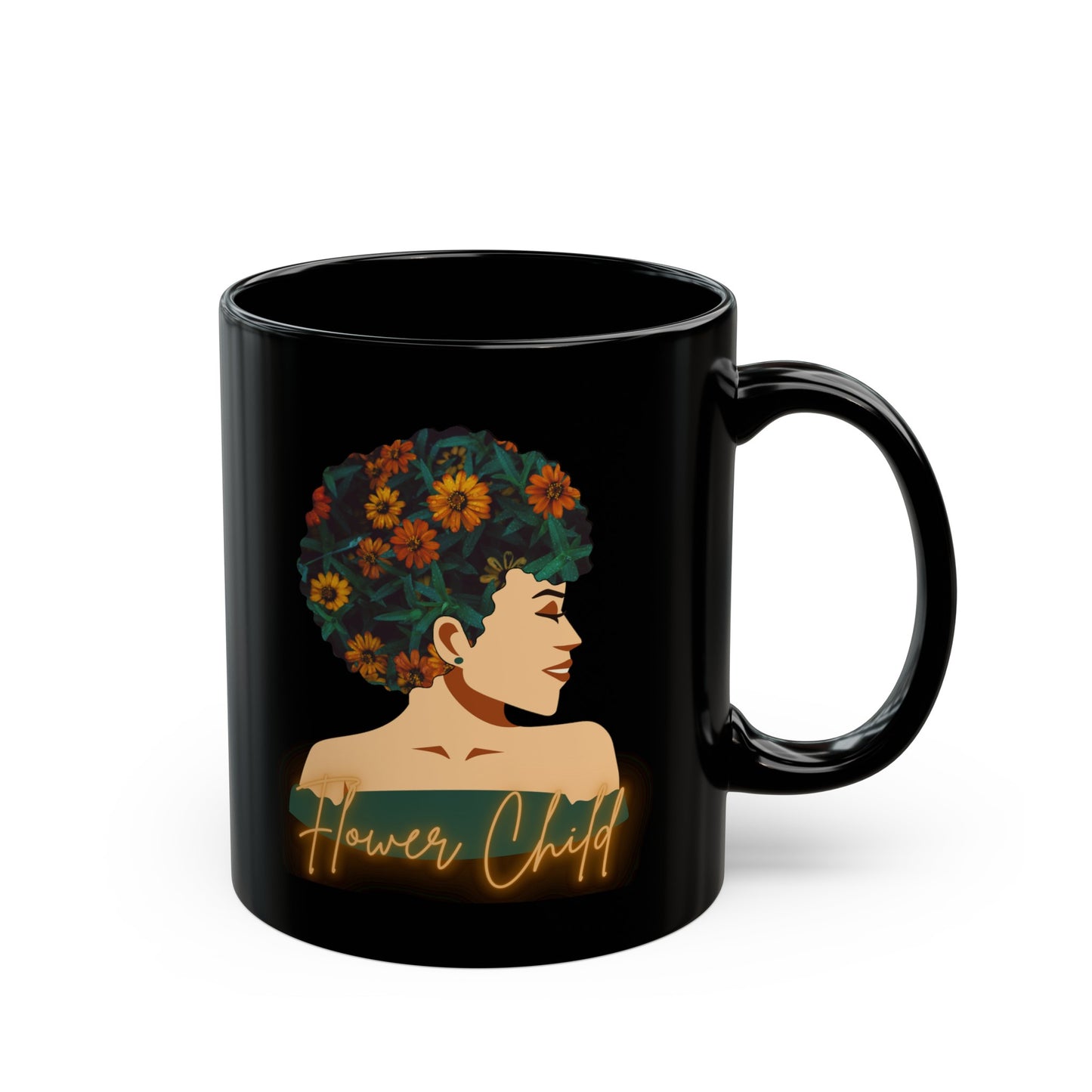 Flower Child White Black Mug (11oz, 15oz)