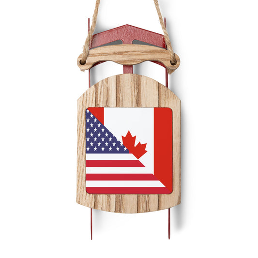 Canadian American Flag Canada USA Sled Ornament Christmas Tree Ornaments