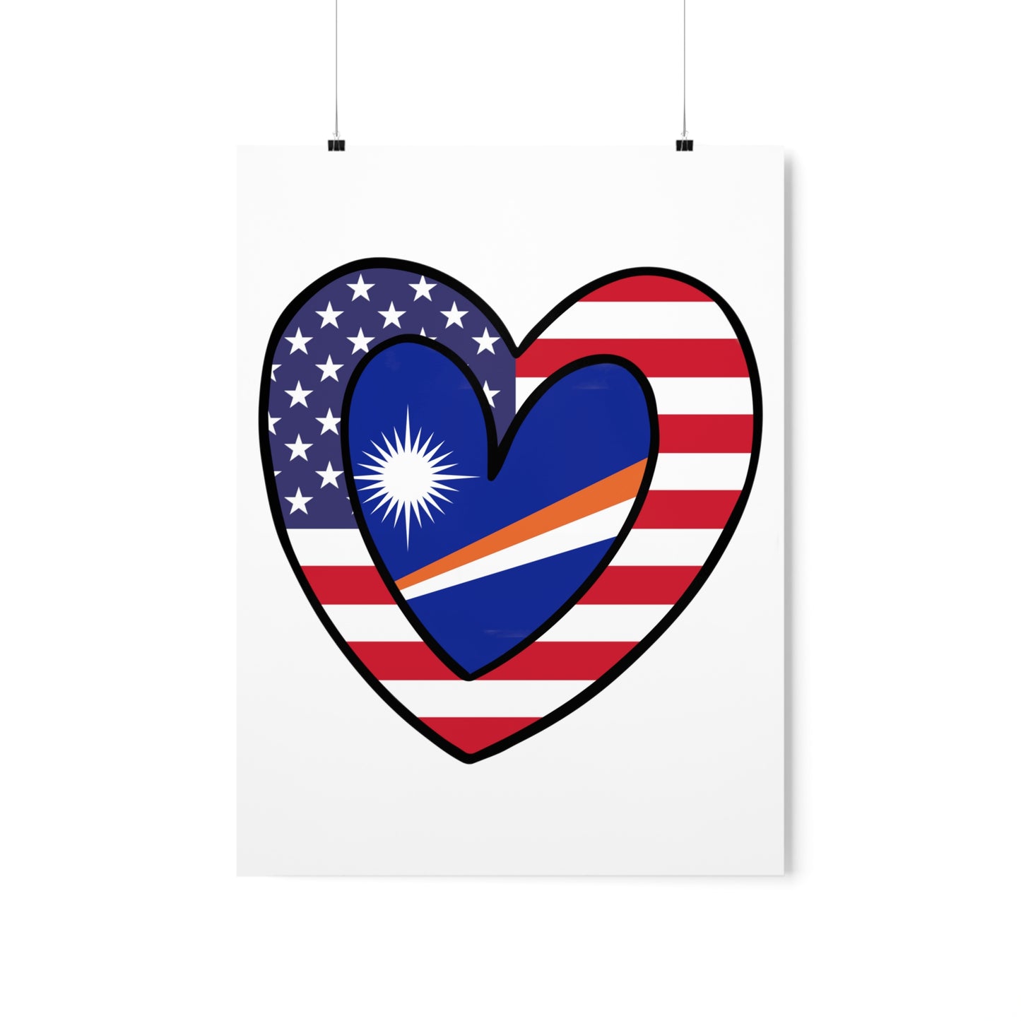 Marshal Islands American Heart Valentines Day Wedding Gift Half Flag Premium Matte Poster