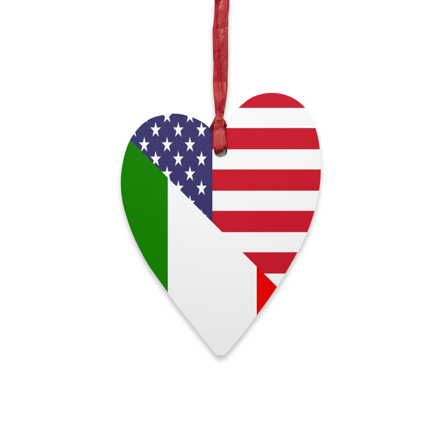 Italian American Flag Italy Italiano USA Wooden Ornament