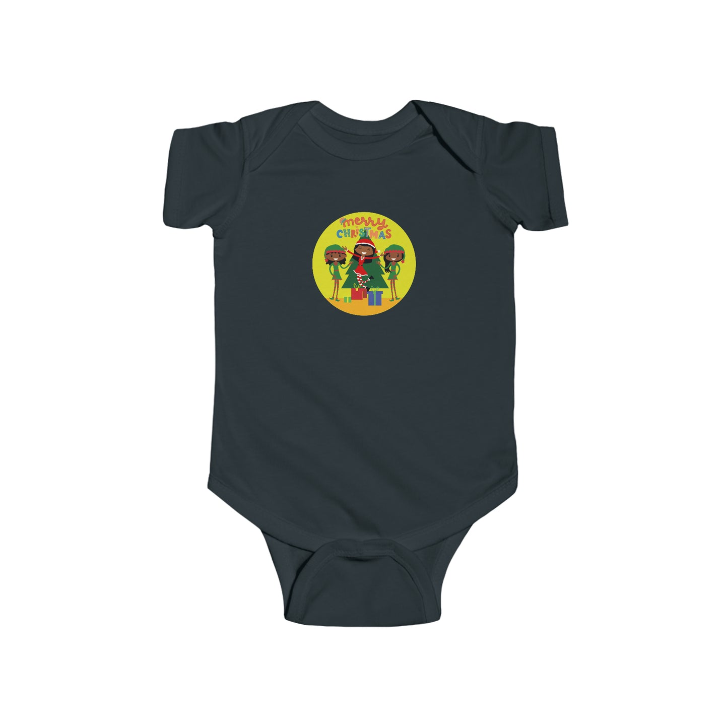 Merry Christmas Black Women Baby Bodysuit | Black Woman Girl Boy