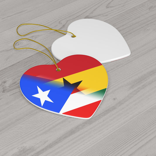 Puerto Rican Ghanaian Flag PR Ghana Ceramic Ornament | Christmas Tree Ornaments