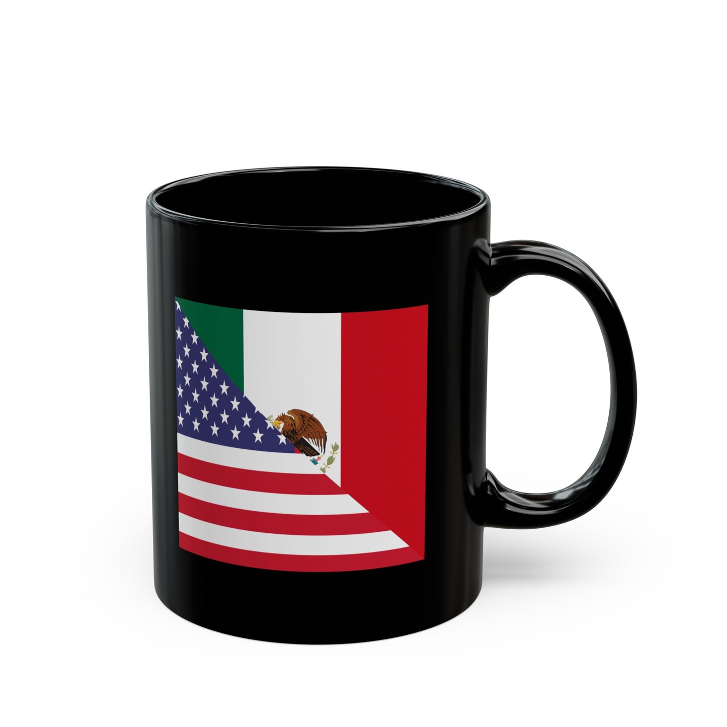 Mexican American Flag Mexico USA Black Mug (11oz, 15oz)