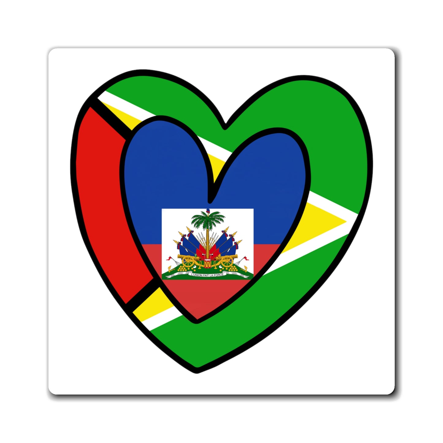 Guyanese Haitian Flag Inner Heart Guyana Haiti  Magnet