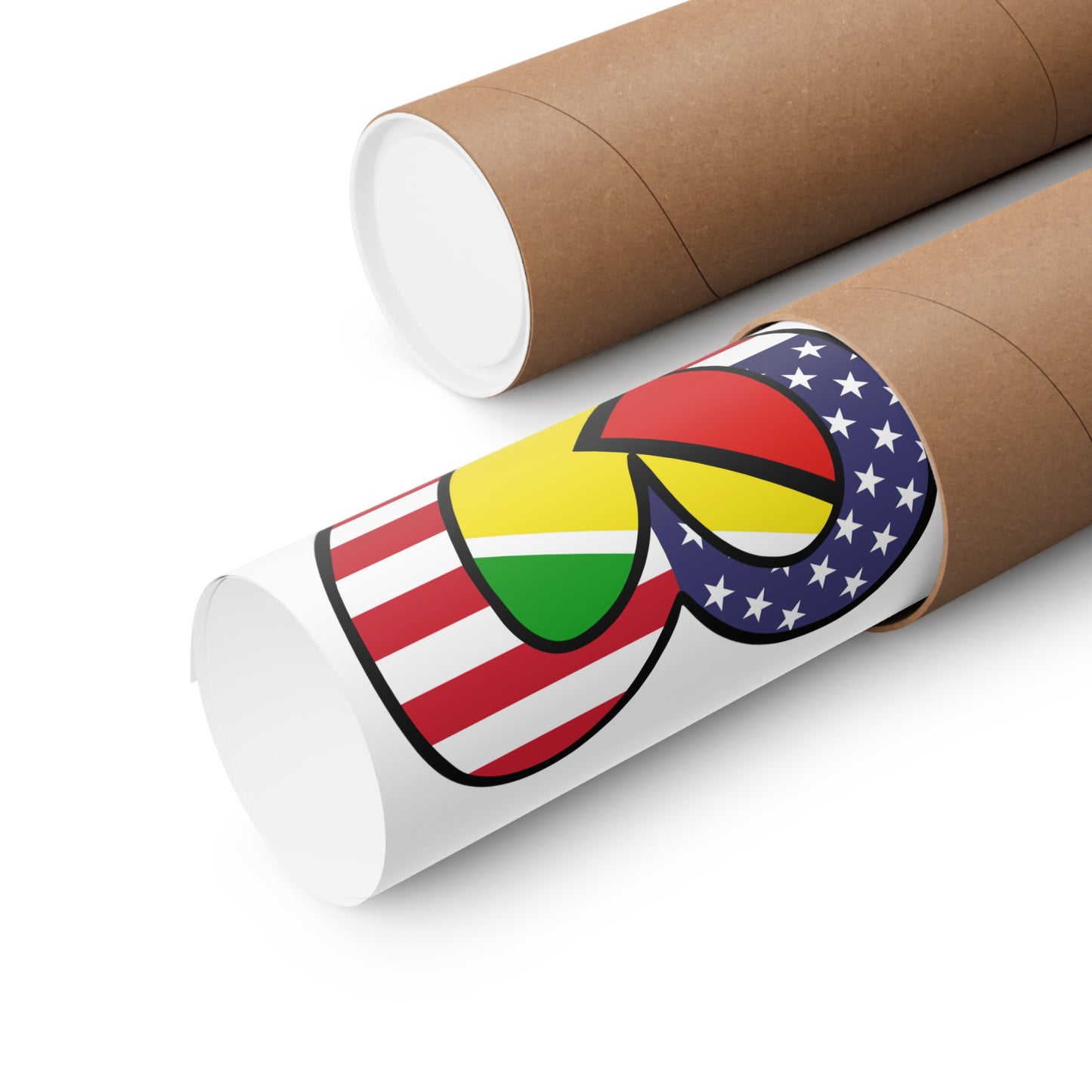 Guyanese American Heart Valentines Day Gift Half Guyana USA Flag Premium Matte Poster