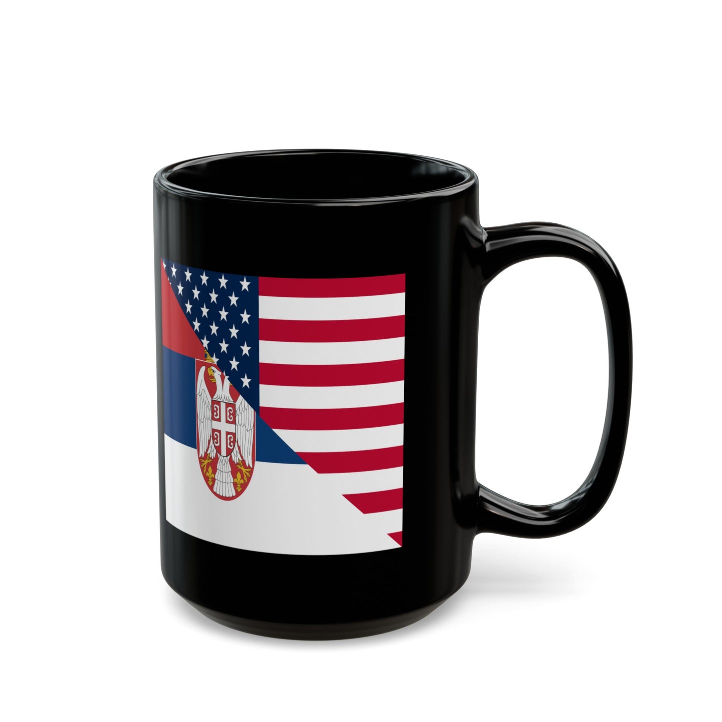 Serbian American Flag Half Serbia USA Black Mug (11oz, 15oz)