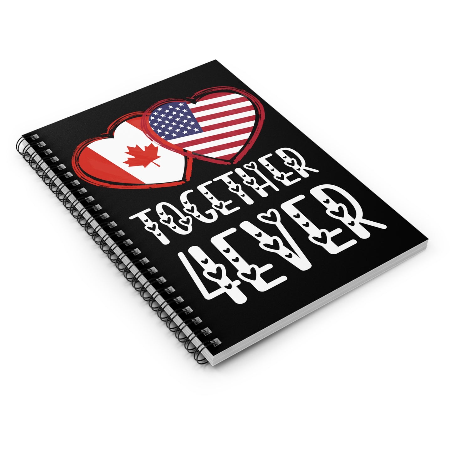 Canada USA Valentines Gift Flag Heart Canadian American Together 4ever Spiral Notebook - Ruled Line