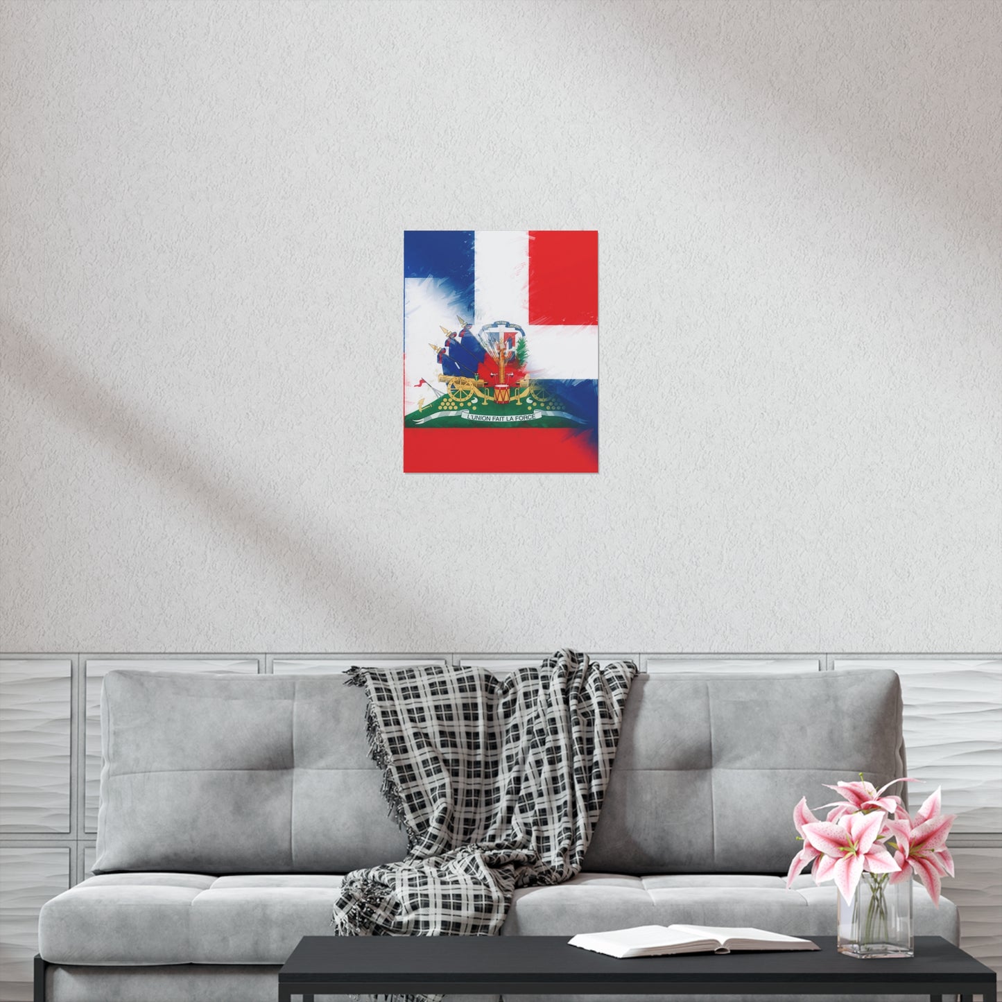 Haiti Dominican Republic Flag | Hispaniola DR Half Haitian Dominican Flag Premium Matte Poster