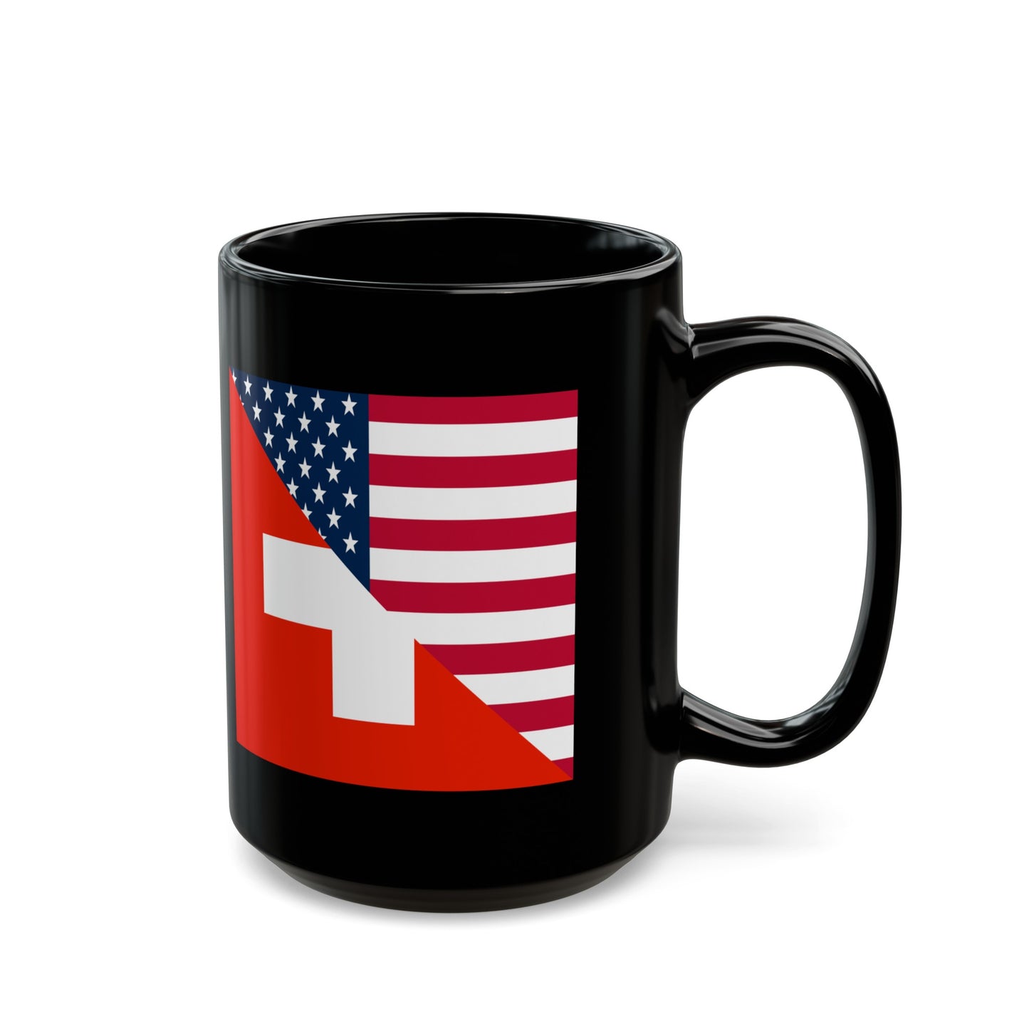 Swiss American Flag Switzerland USA Black Mug (11oz, 15oz)