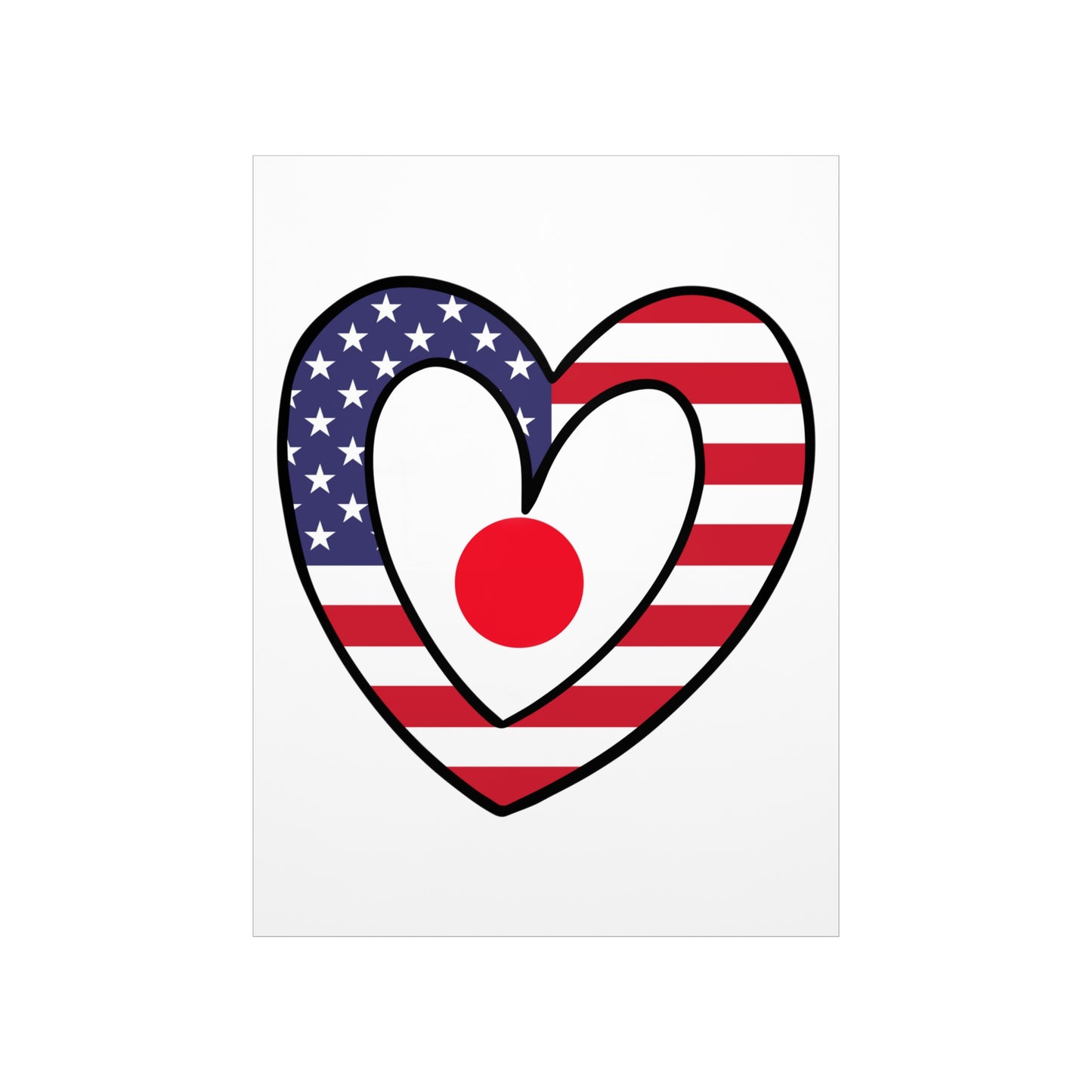 Japanese American Heart Valentines Day Gift Half Japan USA Flag Premium Matte Poster