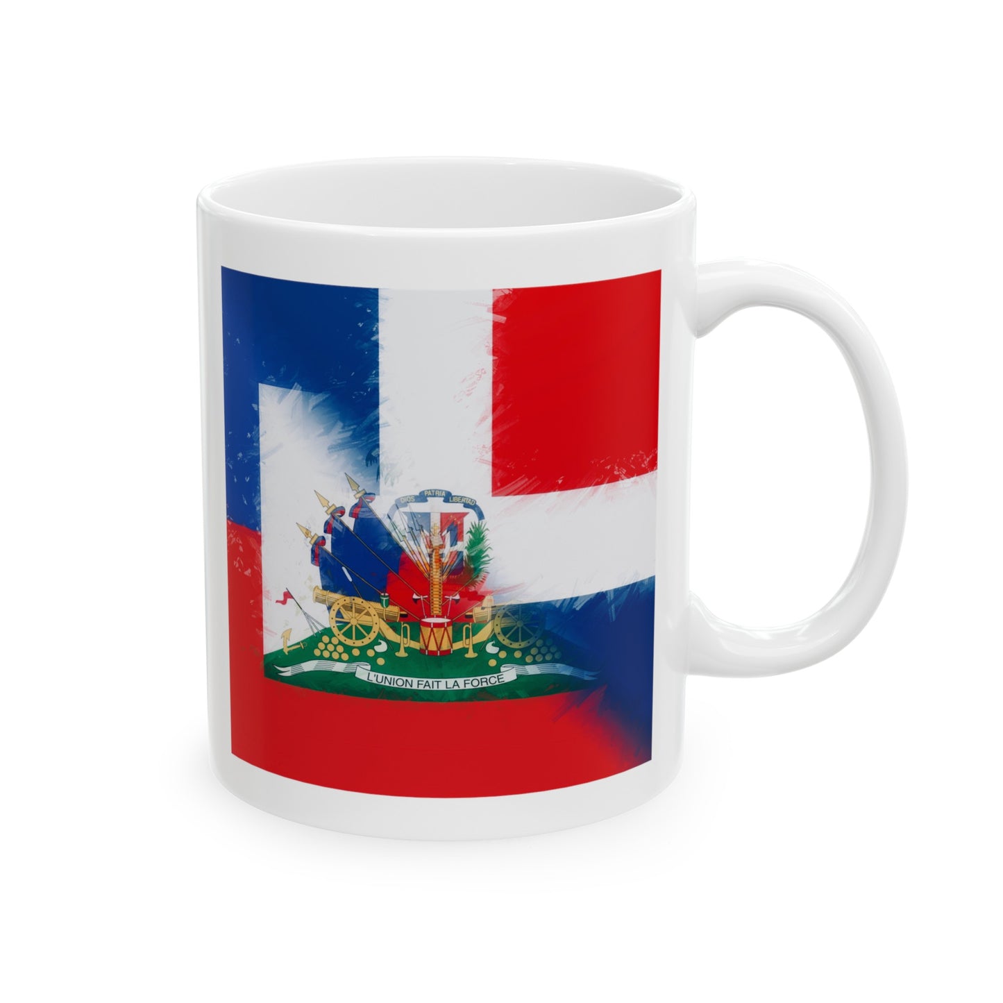 Haiti Dominican Republic Flag | Hispaniola DR Half Haitian Dominican Flag Ceramic Mug 11oz, 15oz Cup