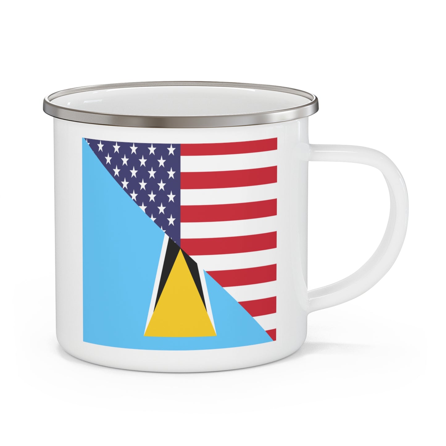 St Lucian American Flag St Lucia USA 12oz Enamel Mug