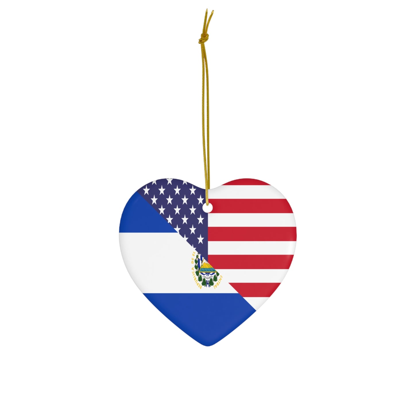 El Salvador American Flag USA Ceramic Ornament | Christmas Tree Ornaments