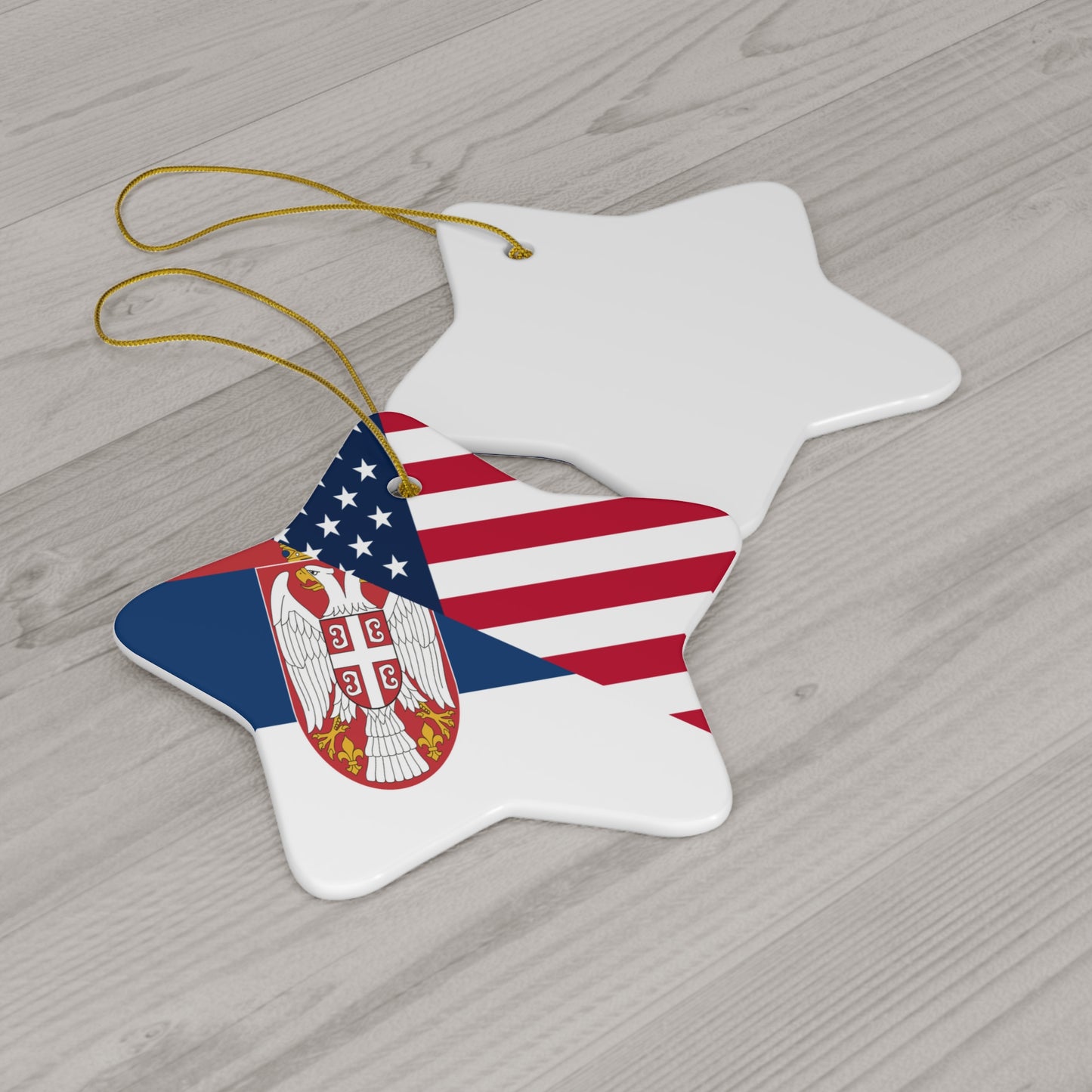 Serbian American Flag Half Serbia USA Ceramic Ornament | Christmas Tree Ornaments