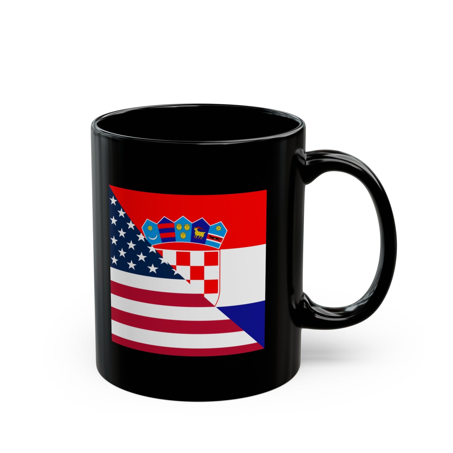 Croatian American Flag Croatia USA Black Mug (11oz, 15oz)