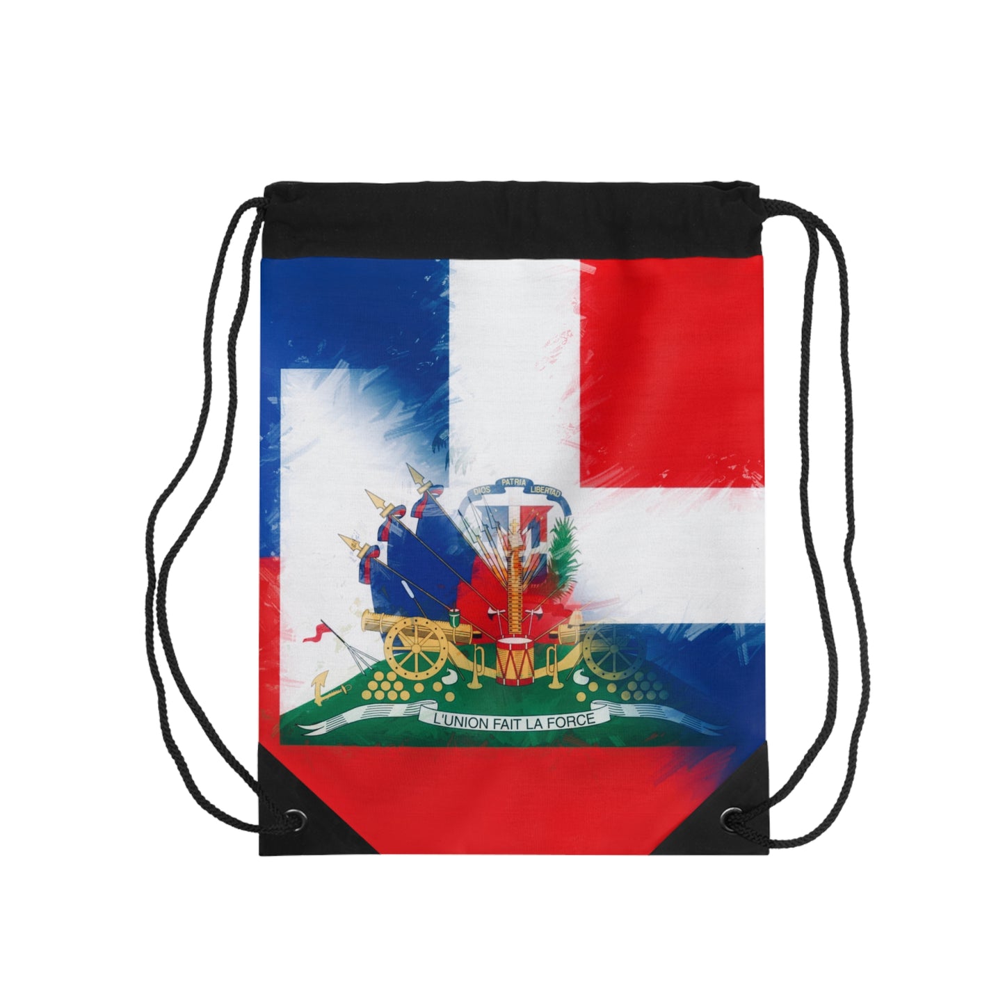 Haiti DR Flag Painted Haitian Dominican Drawstring Bag