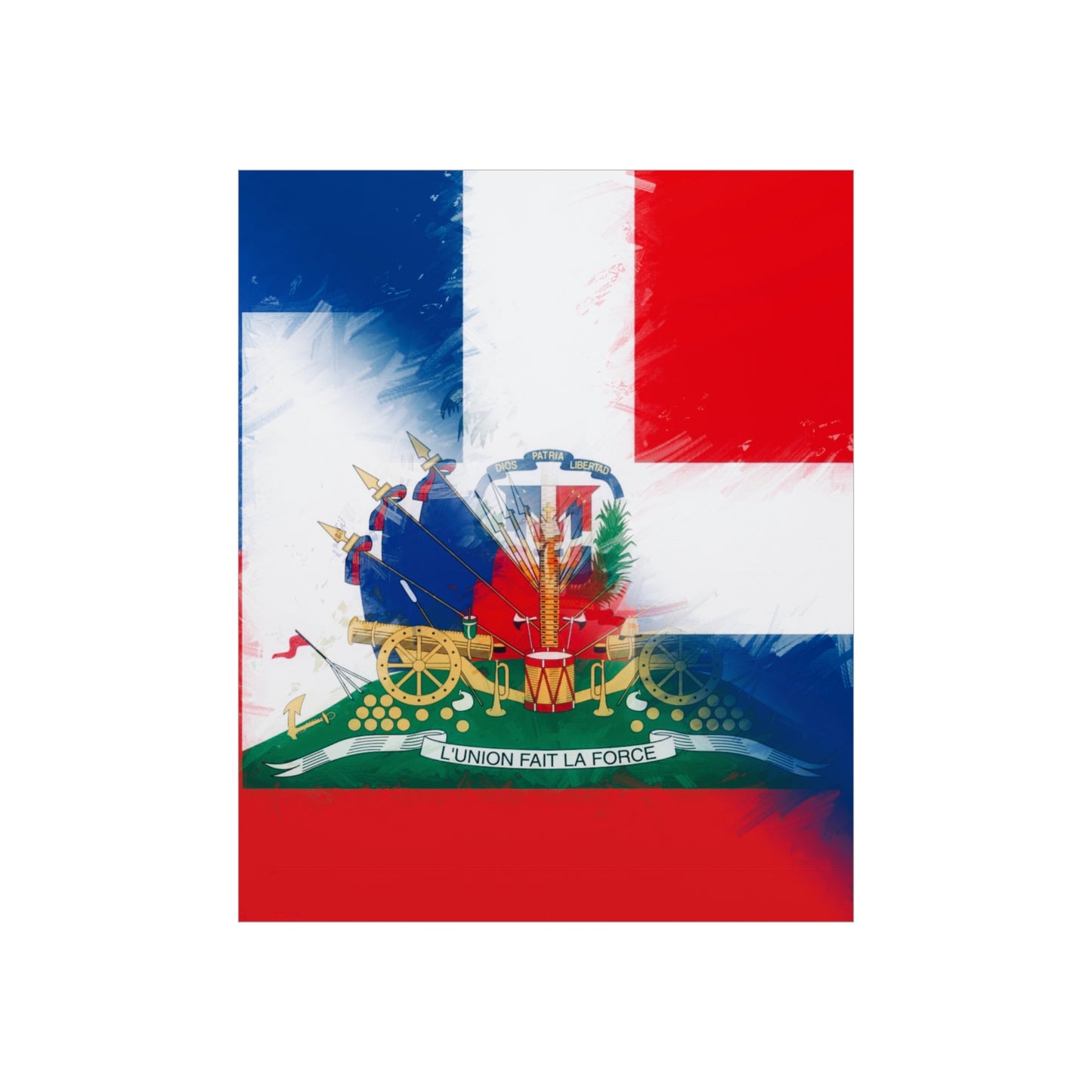 Haiti Dominican Republic Flag | Hispaniola DR Half Haitian Dominican Flag Premium Matte Poster