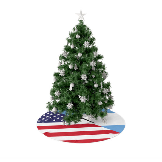 Argentina American Flag Argentinian USA Half Christmas Tree Skirt